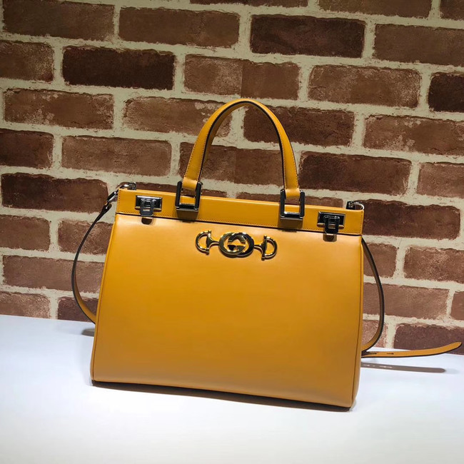 Gucci Zumi leather medium top handle bag 564714 yellow