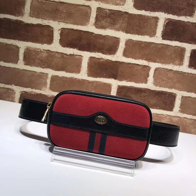 Gucci Nubuck leather belt bag 519308 red&black