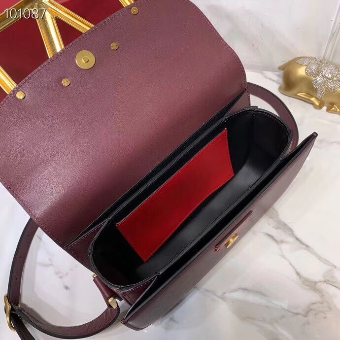 VALENTINO Origianl leather shoulder bag V0030 Burgundy