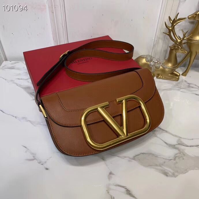 VALENTINO Origianl leather shoulder bag V0030 brown