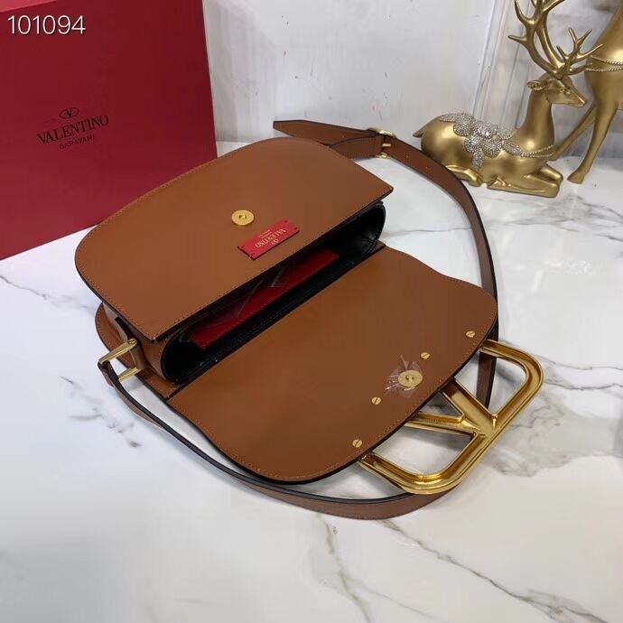 VALENTINO Origianl leather shoulder bag V0030 brown