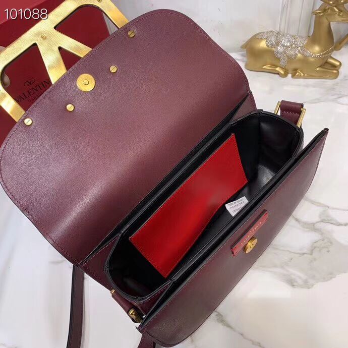 VALENTINO Origianl leather shoulder bag V0030A Burgundy