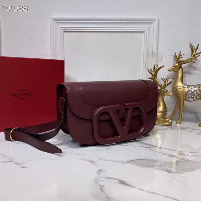 VALENTINO Origianl leather shoulder bag V0030A Burgundy
