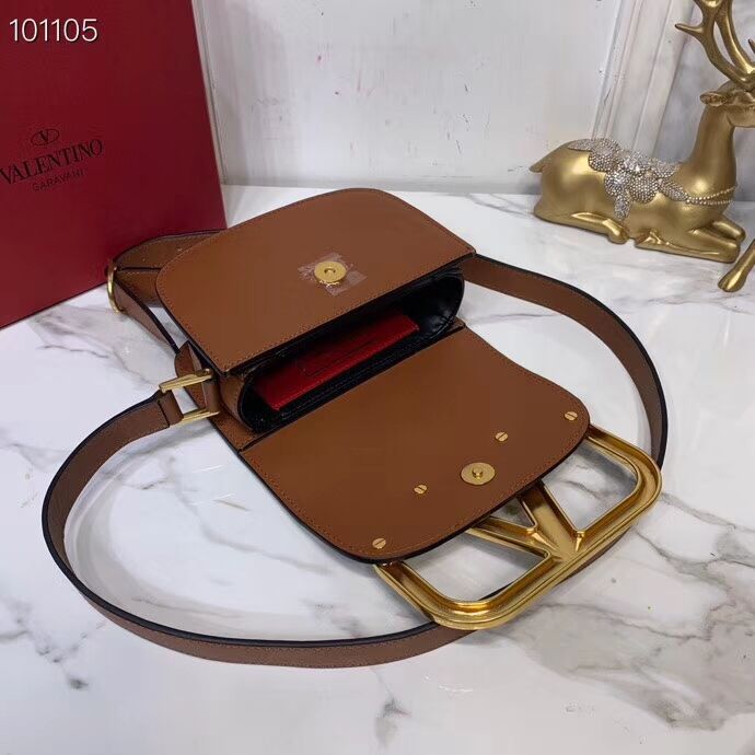 VALENTINO Origianl leather shoulder bag V0032 brown