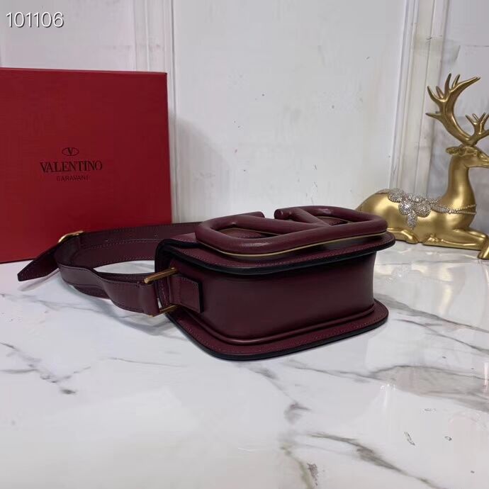 VALENTINO Origianl leather shoulder bag V0032A Burgundy