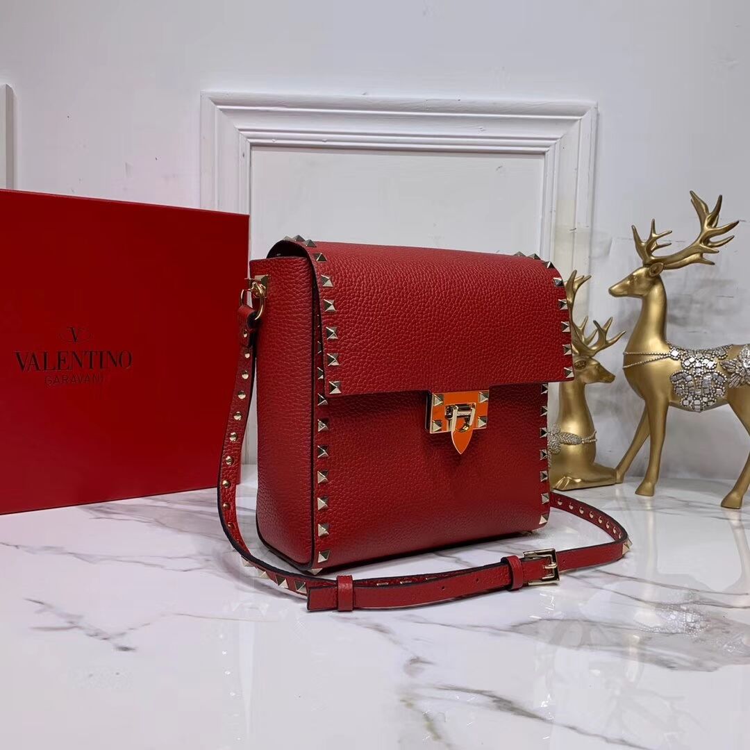 VALENTINO Origianl leather shoulder bag V0182 red