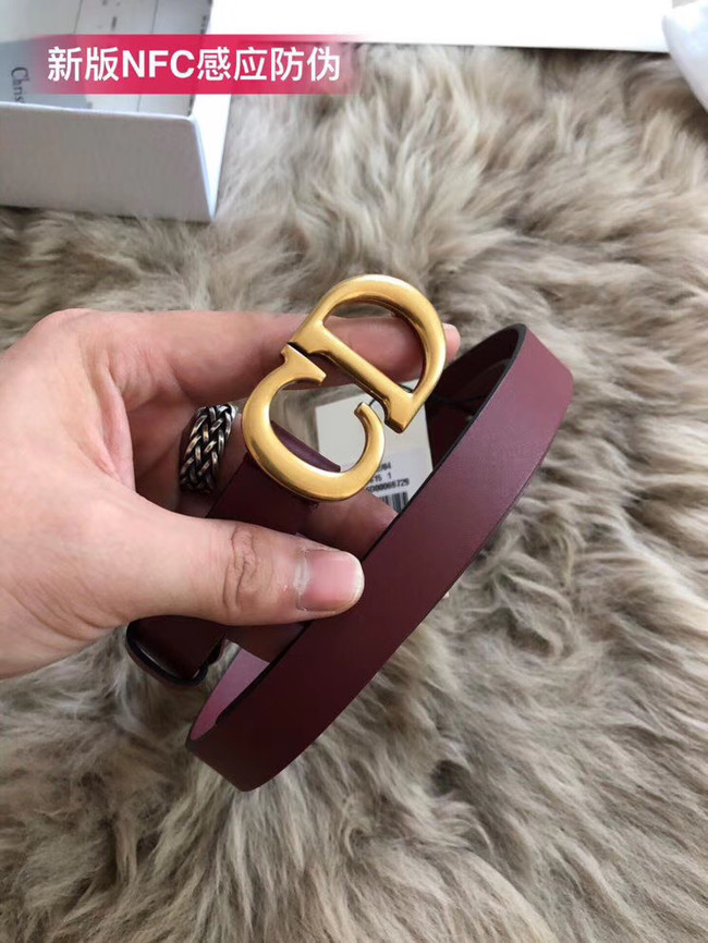 Dior Calf Leather Belt Wide with 20mm 5361 Burgundy