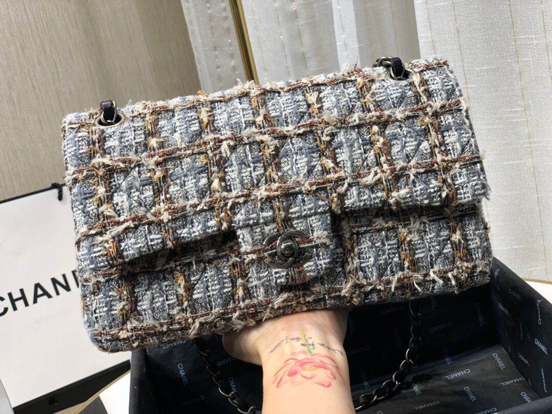 Chanel 2.55 Series Flap Bag Original Fabric A87011 Gray