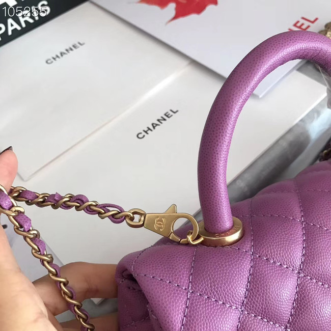 Chanel Small Flap Bag with Top Handle A92991 Purplish