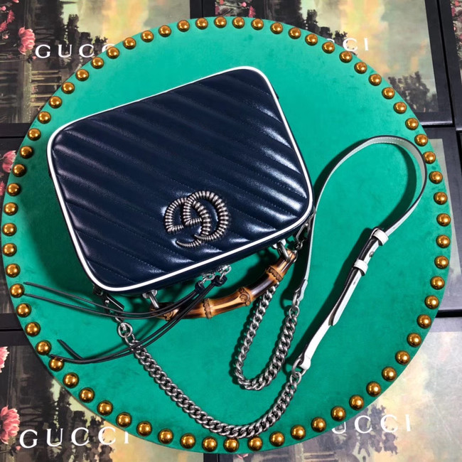 Gucci GG Marmont series small bamboo shoulder bag 602270 royal blue