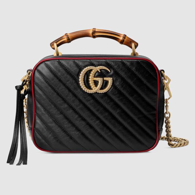 Gucci GG Marmont series small bamboo shoulder bag 602270 black