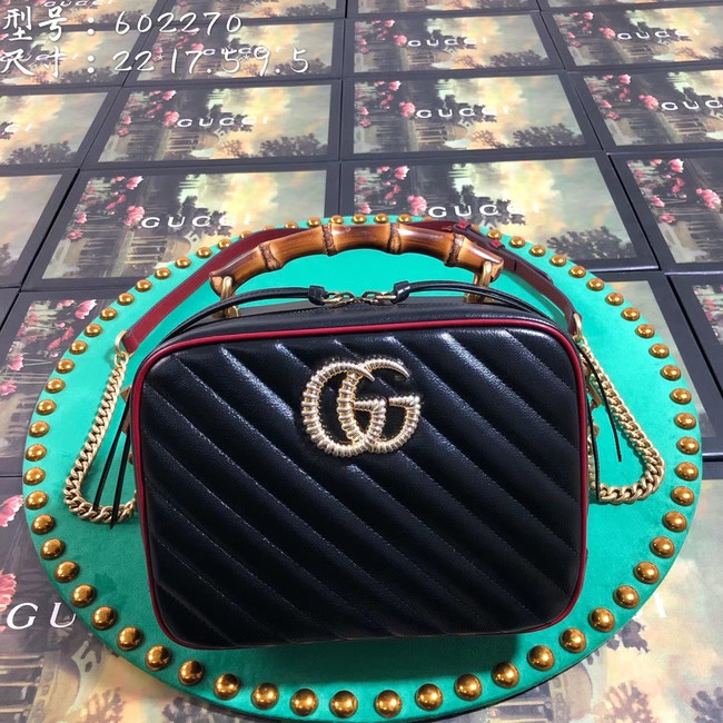 Gucci GG Marmont series small bamboo shoulder bag 602270 black
