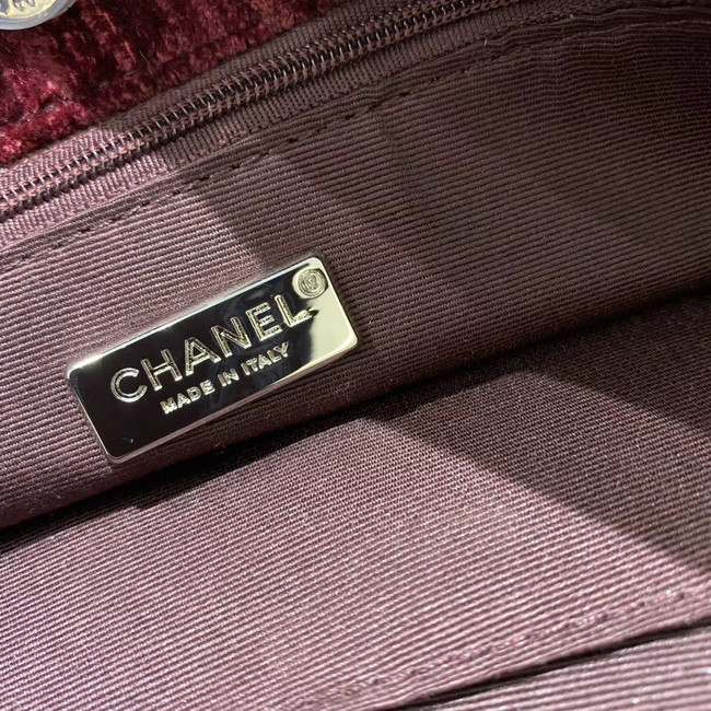 Chanel velvet Shoulder Bag AS1516 Burgundy