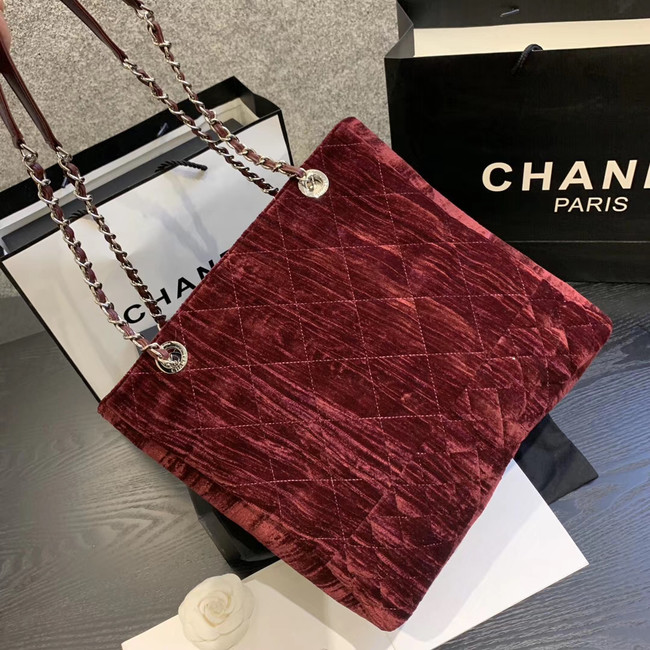 Chanel velvet Shoulder Bag AS1516 Burgundy