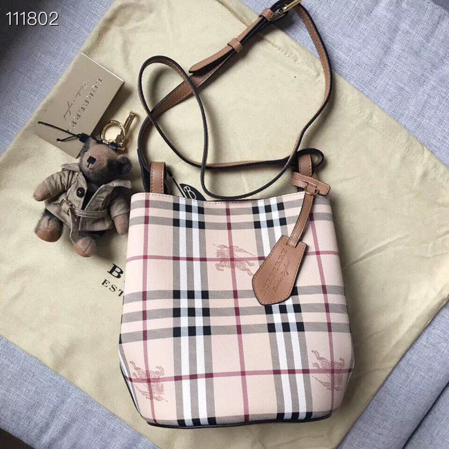 BURBERRY Banner small vintage check and leather tote Bag 1581 brown