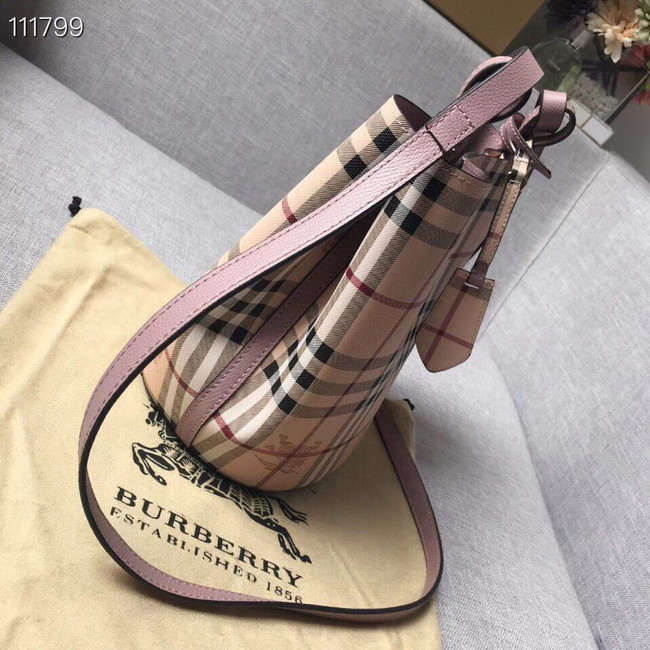 BURBERRY Banner small vintage check and leather tote Bag 1581 pink