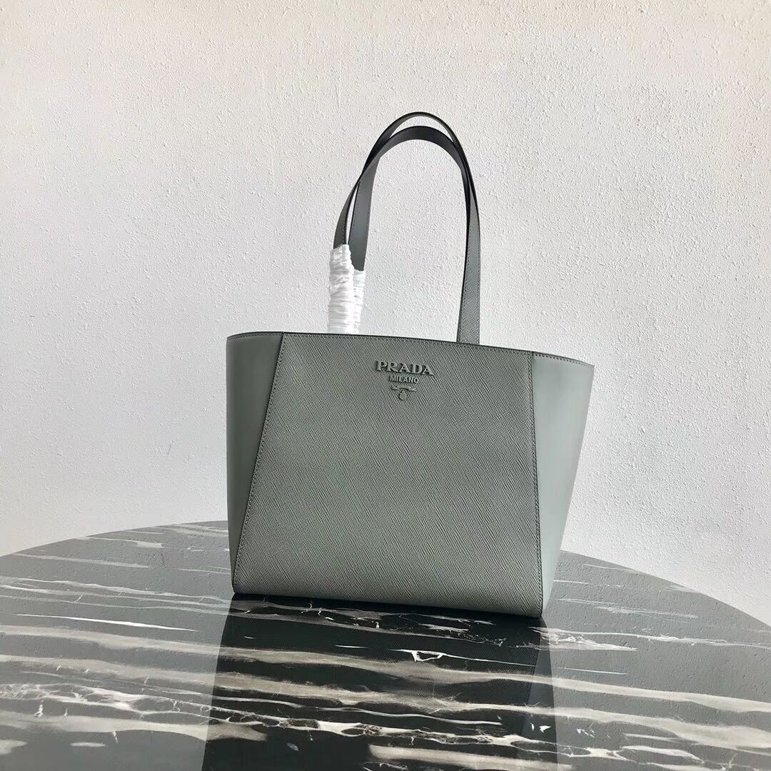Prada Embleme Saffiano leather bag 1BG288 grey