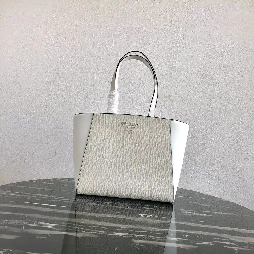 Prada Embleme Saffiano leather bag 1BG288 white