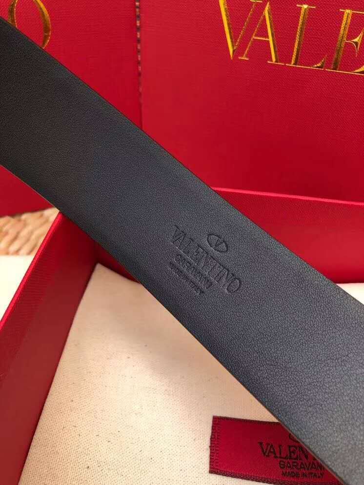 Valentino Leather Belt 3369 black wide 7.0CM