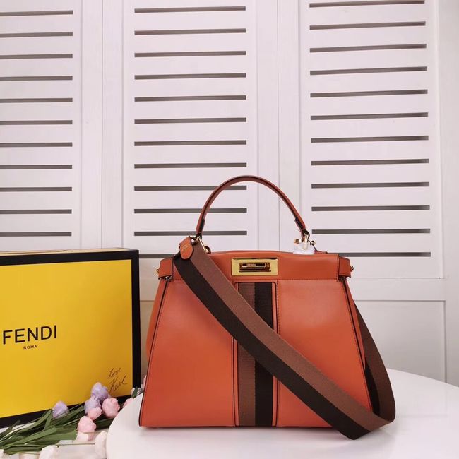 FENDI PEEKABOO ICONIC leather bag F0826 orange