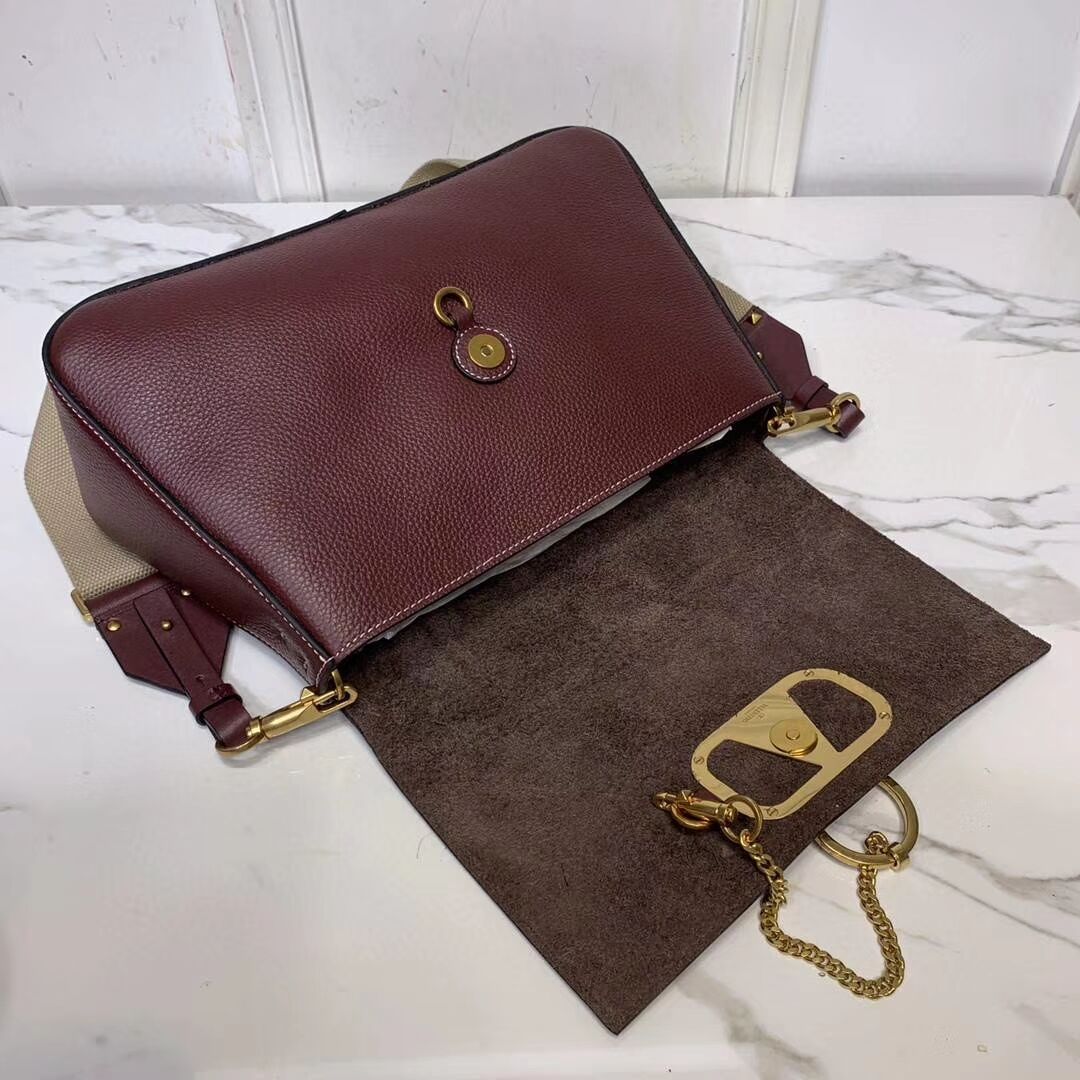 VALENTINO Origianl leather shoulder bag V0888 Burgundy
