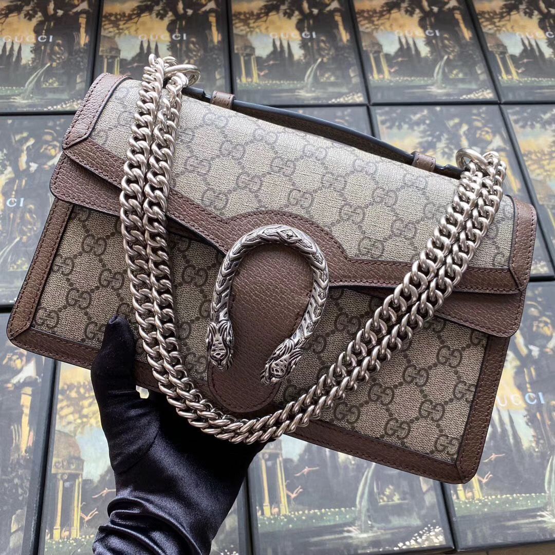 Gucci Dionysus GG Supreme Canvas Shoulder Bag 621512 Brown