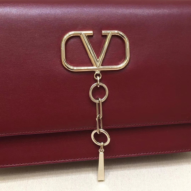 VALENTINO VLOCK Origianl leather shoulder bag 0909 Burgundy