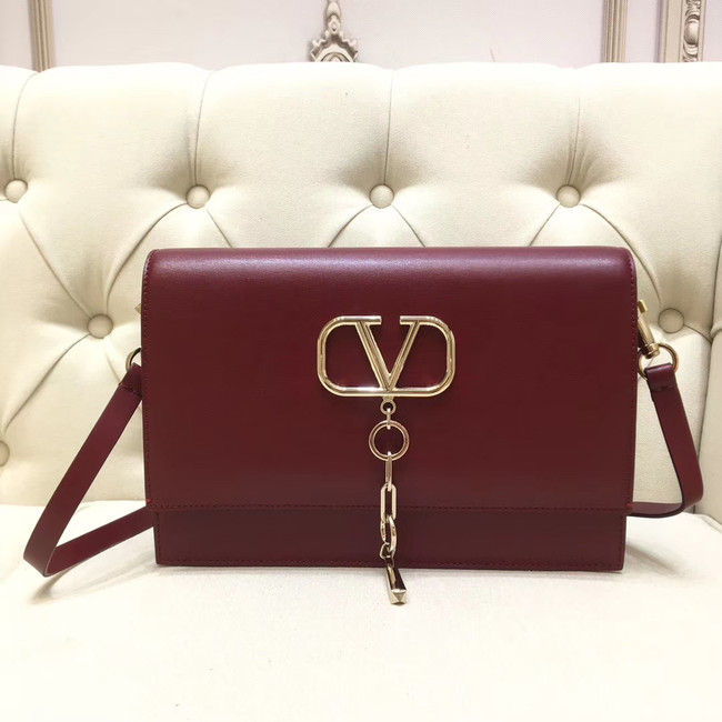 VALENTINO VLOCK Origianl leather shoulder bag 0909 Burgundy