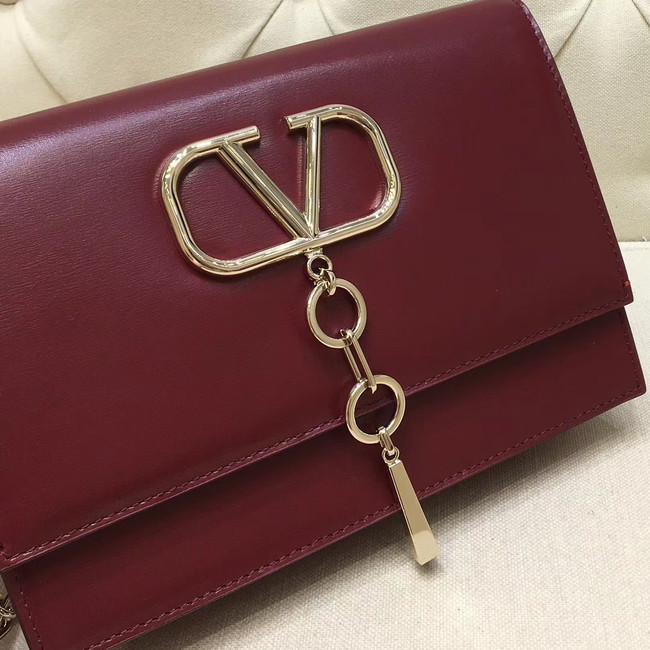 VALENTINO VLOCK Origianl leather shoulder bag 0910 Burgundy