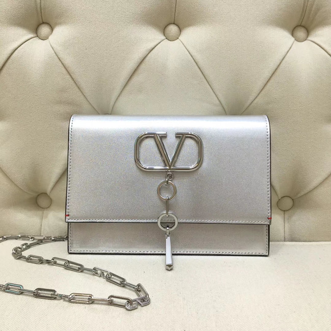 VALENTINO VLOCK Origianl leather shoulder bag 0910 silver