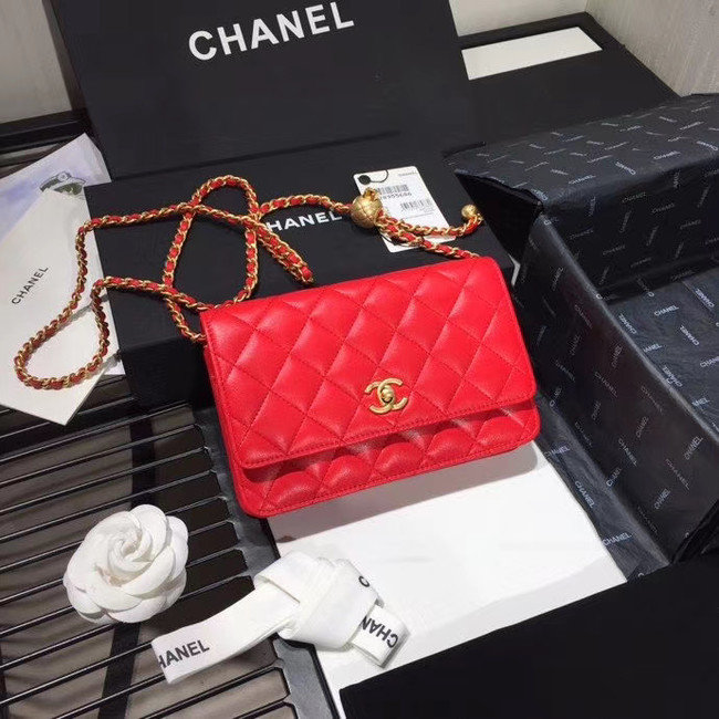 Chanel Original Small classic Sheepskin flap bag AS33814 red