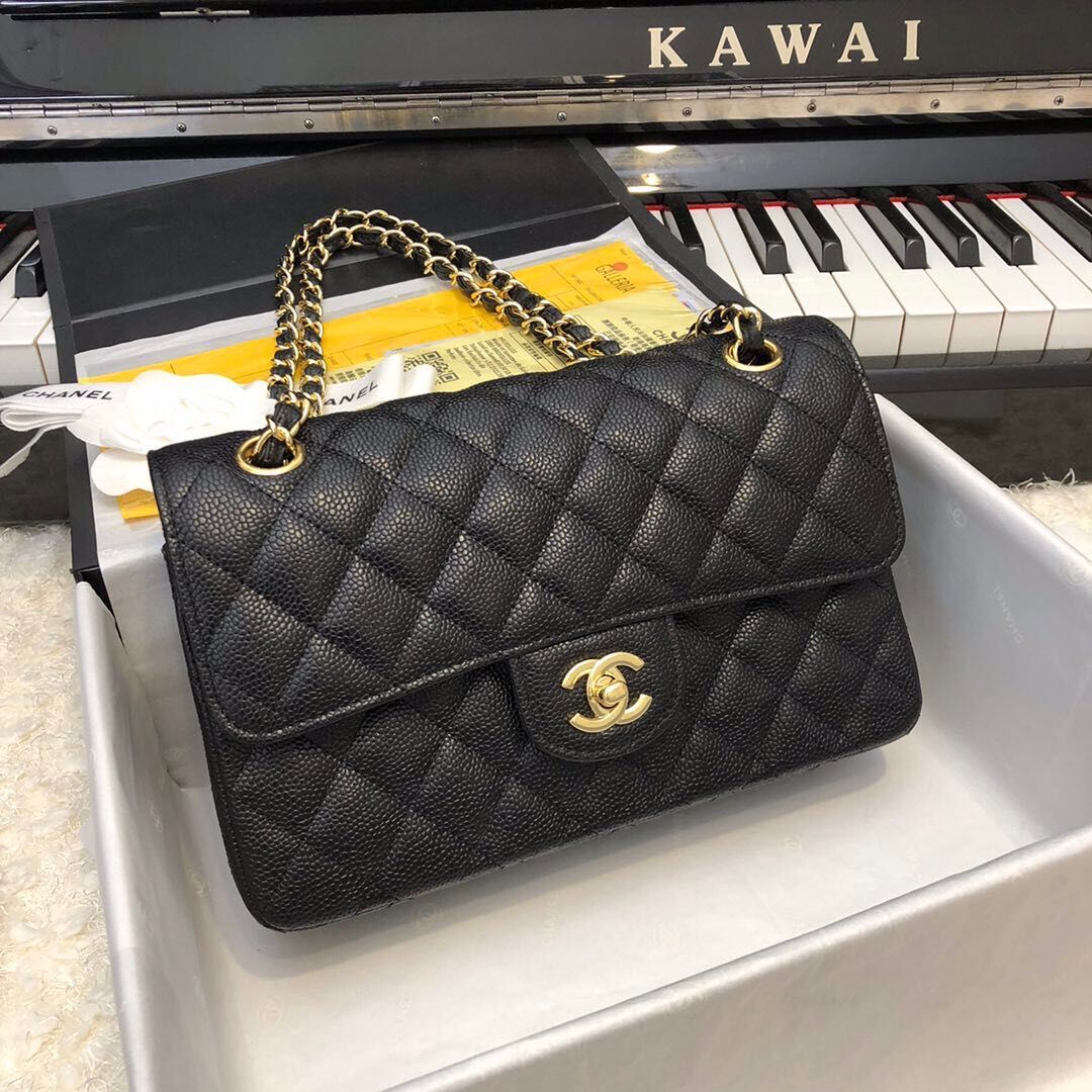 Fashion Chanel Original Caviar Leather Classic Flap Bag A28601 Black Silver