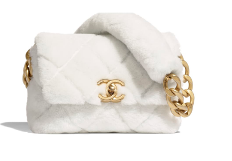 Chanel flap bag Shearling Lambskin & Gold-Tone Metal AS2240 White
