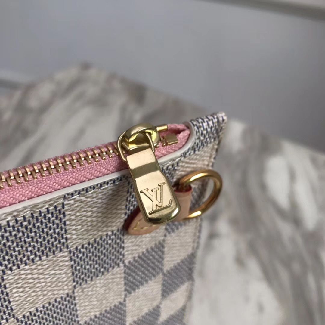 Louis Vuitton Damier Azur Original Leather Bolso NEVERFULL GM N41604 Pink