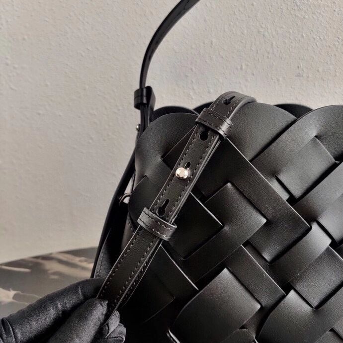 Prada Leather Prada Tress Handbag 1BA290 black