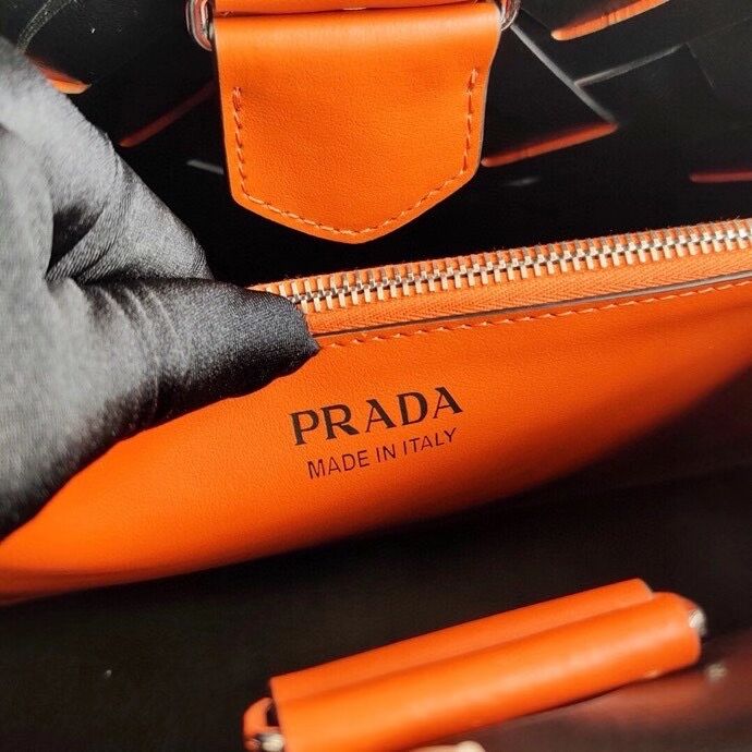 Prada Leather Prada Tress Handbag 1BA290 orange