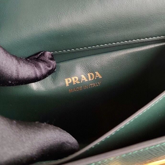 Prada Saffiano leather Prada Symbole bag 1BN021 blackish green