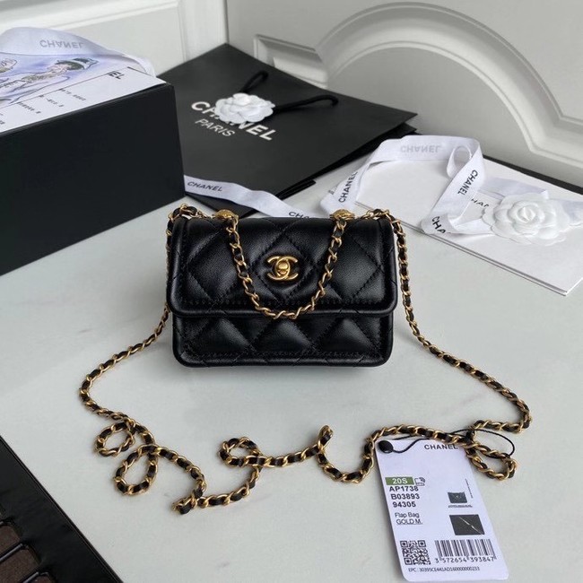 Chanel mini flap bag Sheepskin & Gold-Tone Metal AP1738 black