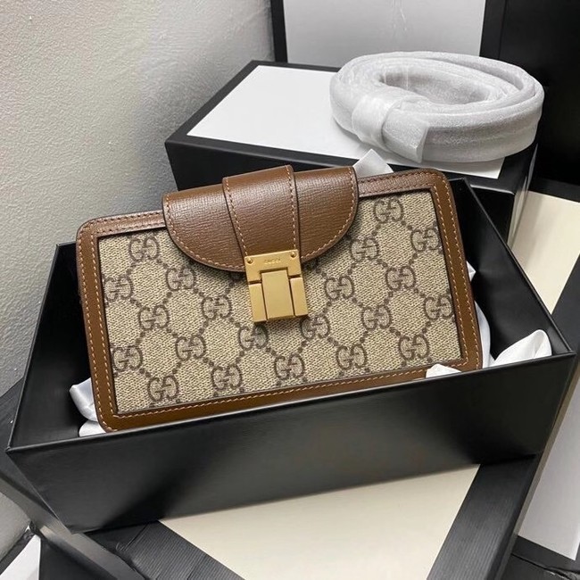 Gucci GG mini bag with clasp closure 614368 brown