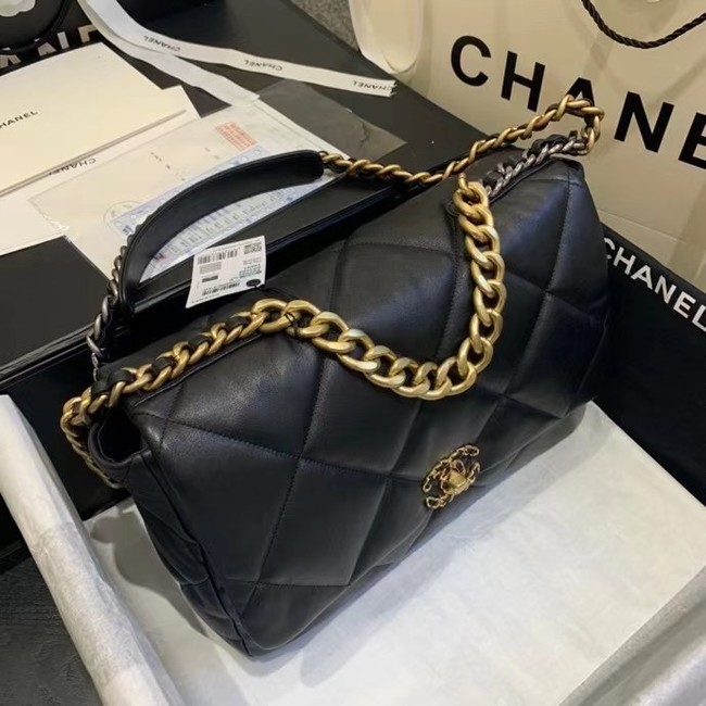 chanel 19 large flap bag AS1162 black