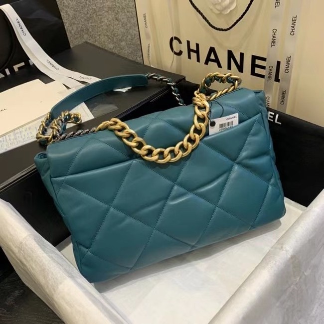 chanel 19 large flap bag AS1161 blue