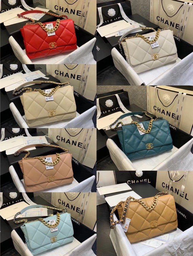 chanel 19 large flap bag AS1162 gray