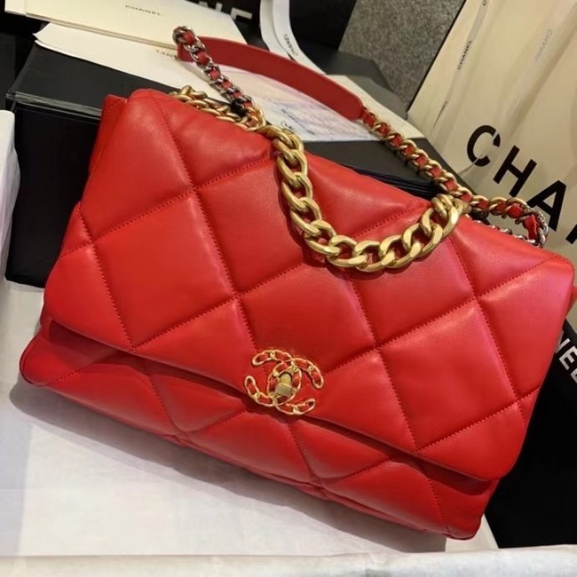 chanel 19 large flap bag AS1162 red