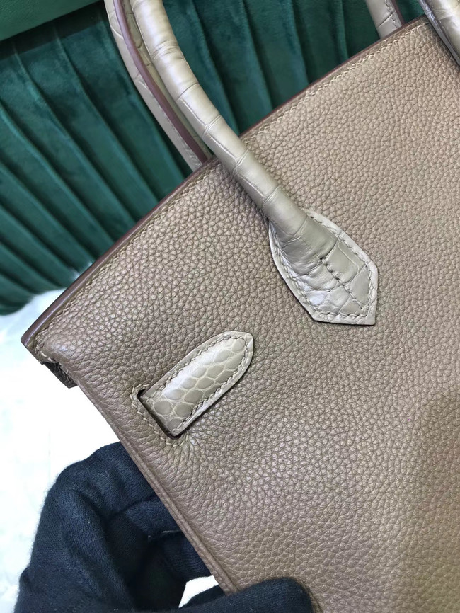 Hermes Birkin Bag Original Leather crocodile togo HBK2530 gray