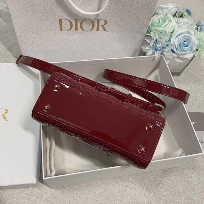 SMALL LADY DIOR BAG Red Patent Calfskin M0531