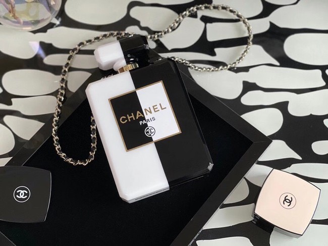 Chanel mini wallet on chain Gold-Tone Metal A8455 black&white