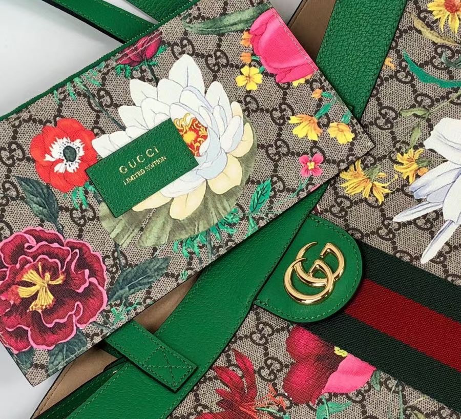 Gucci Ophidia series GG flower medium shopping bag 547947 green
