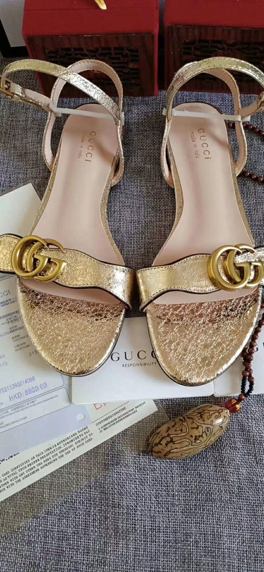 Gucci Sandals Shoes 1CM 7CM 10CM Heels GG6326 Gold