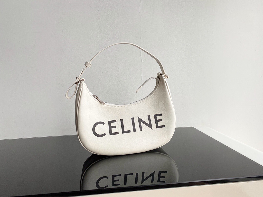 Celine AVA BAG IN TRIOMPHE CANVAS AND CALFSKIN 193952 WHITE