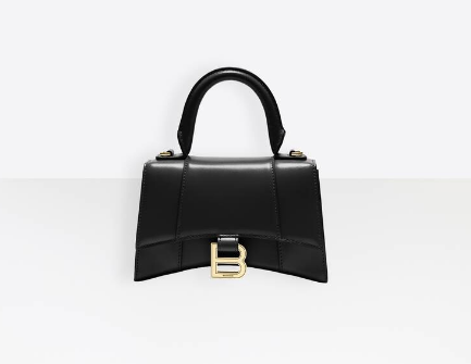 Balenciaga Hourglass XS Top Handle Bag shiny box calfskin 28331 black